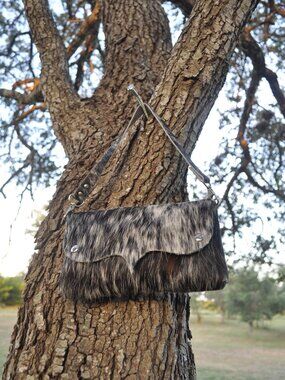 🖤 Handmade Cookies & Cream Cowhide Clutch | Genuine Leather | Western Wristlet